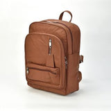 Stylish brown leather backpack