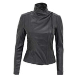 Black Slim Fit Leather Motorcycle Jacket - Leather Jacket