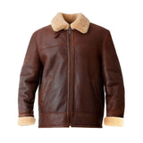 Brown Aviator Fur Leather Jacket