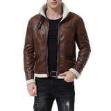 Brown Shearling Leather Jacket Men - Leather Jacket