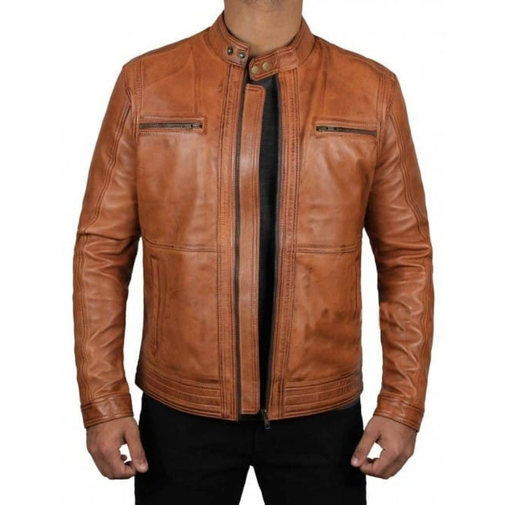 Men's Classic Brown Leather Biker Jacket – Musheditions