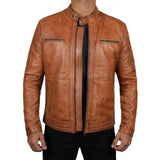 Classic Brown Leather Biker Jacket Men - Leather Jacket