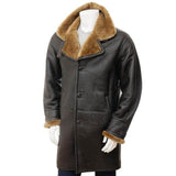 Dark Brown Shearling Leather Coat Men - Leather Jacket