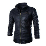 Genuine Leather Jacket with Black Collar and HEM