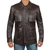 Men Atlanta Dark Brown Distressed Leather Jacket - Leather Jacket