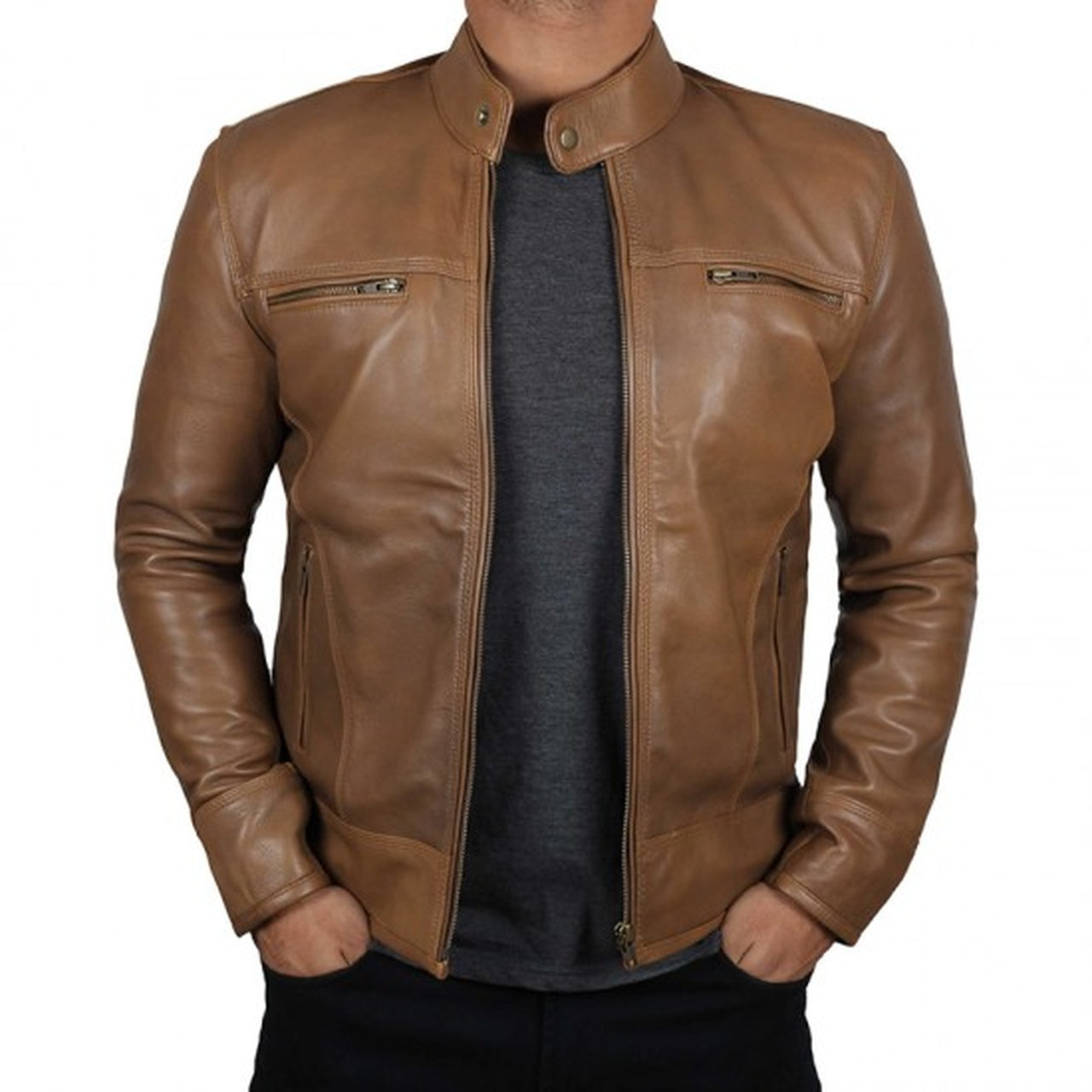 Men's Brown Leather Jacket Real Leather Length Winter Jacket Men's Bomber Brown  Jacket Sheep Brown Leather - Etsy
