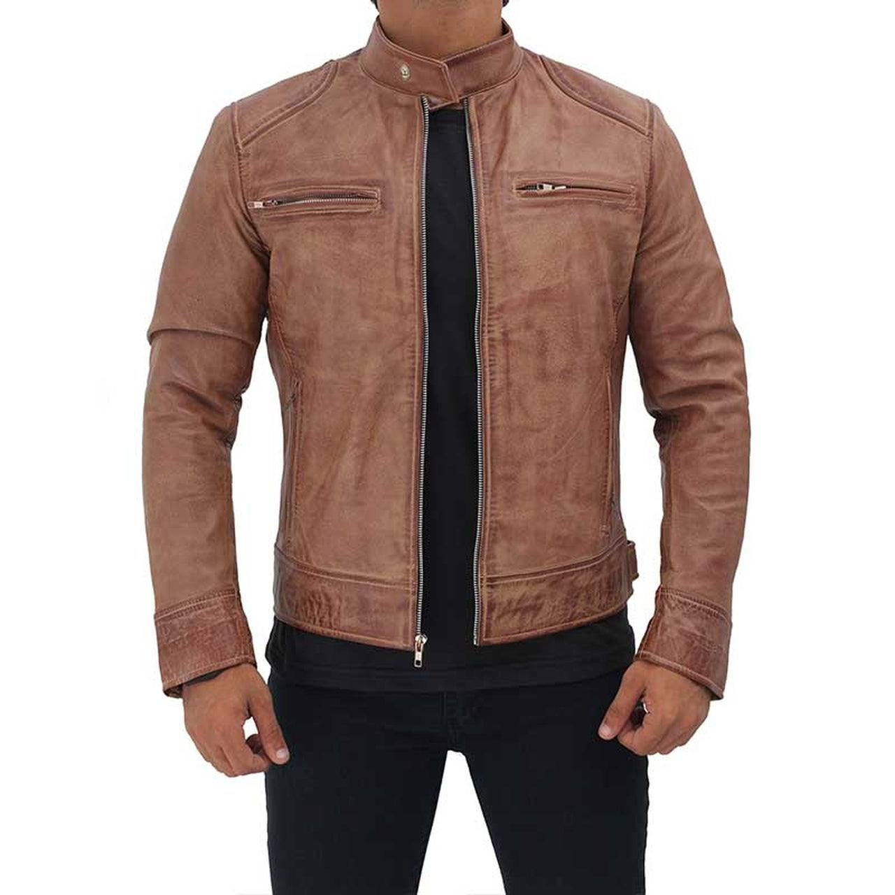 Creed Wear Men's Decatur Leather Jacket - Brown / 3XL