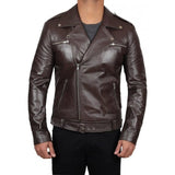Police Style Leather Motorcycle Jacket