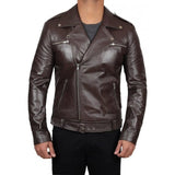 Police Style Leather Motorcycle Jacket - Leather Jacket