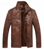 Shearling FUR Men Genuine Sheepskin Leather Jacket In Unique Style Coat