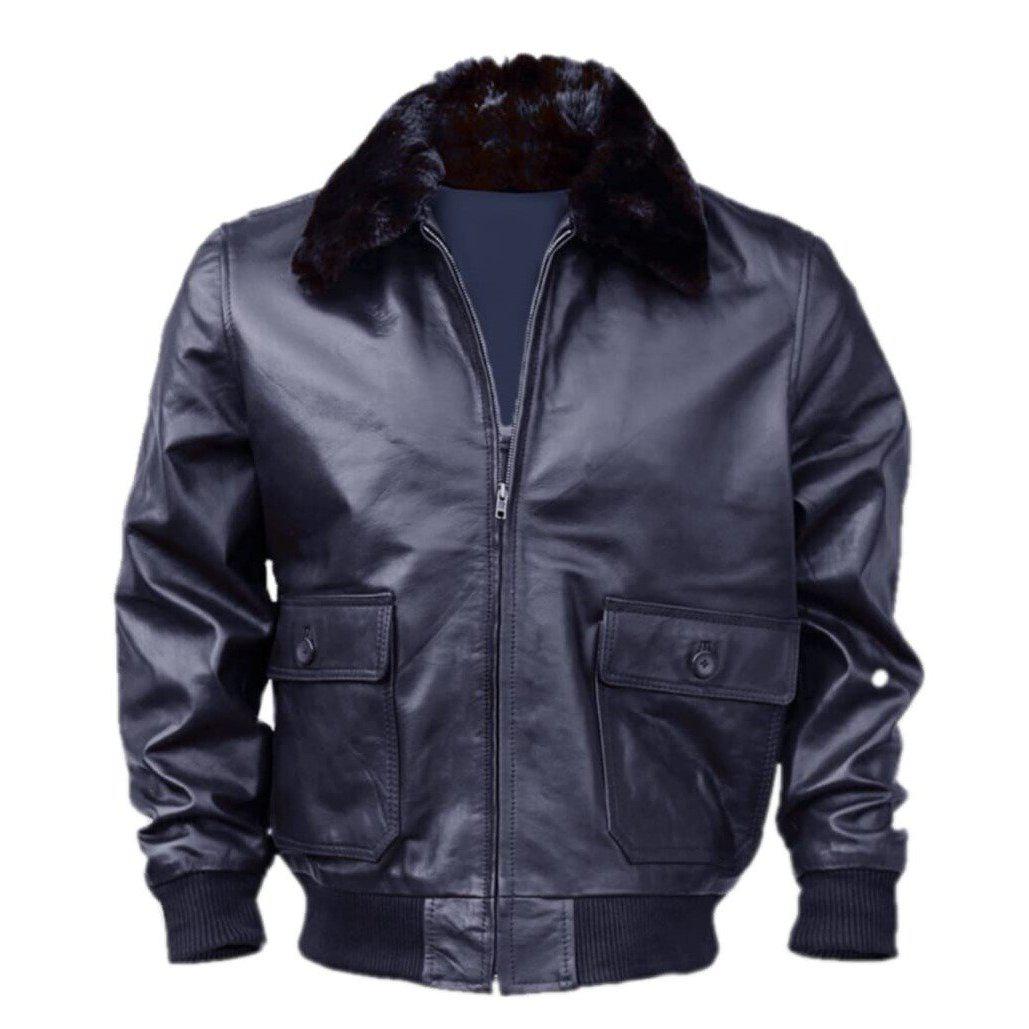 WWII Navy G1 Flight Bomber Genuine Leather jacket With Warm Quilted Lining - Bomber Jacket - Leather Jacket