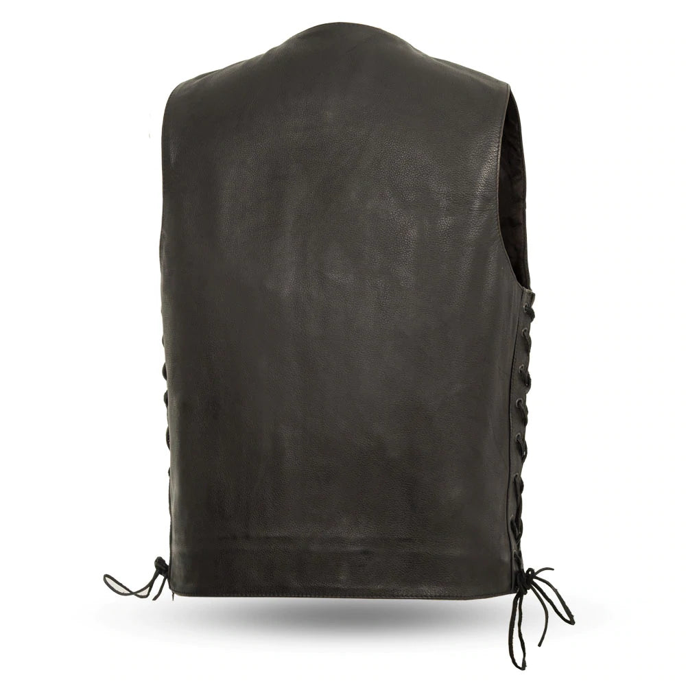 Iconic - Men's Motorcycle Black Cowhide Leather Vest
