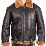 Aviator Mens RAF B3 Flying Bomber Fur Shearling Sheepskin Leather Jacket for Men - Leather Jacket