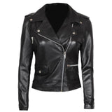 Asymmetrical Black Biker Jacket Women - Leather Jacket