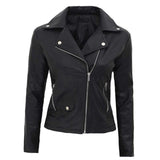 Lambskin Asymmetrical Leather Jacket Women - Leather Jacket