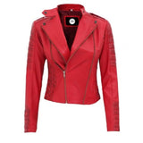 Asymmetrical Women Red Leather Jacket - Leather Jacket