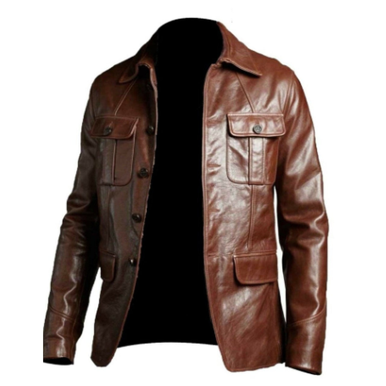 Blazer Coat Jacket For Men's Leather Brown Cafe Racer Sheepskin Bomber Top - Leather Jacket