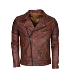 Upper Pocket Brown Leather Jacket Men's