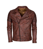 Biker Style Genuine Leather Jacket With Uper Pocket In Dark Brown Colour