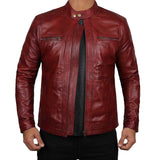 Red Vine Biker Leather Jacket Mens