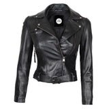 Black Asymmetrical Leather Jacket For Women