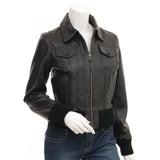 Stylish Black Front Biker Leather Jacket Womens