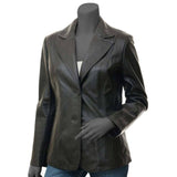 Black Leather Blazer Jacket Women