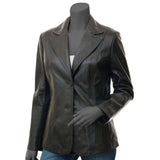 Black Leather Blazer Jacket Women - Leather Jacket