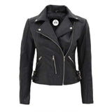 Black Leather Moto Jacket For Women