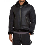 Black Shearling Leather Jacket Mens