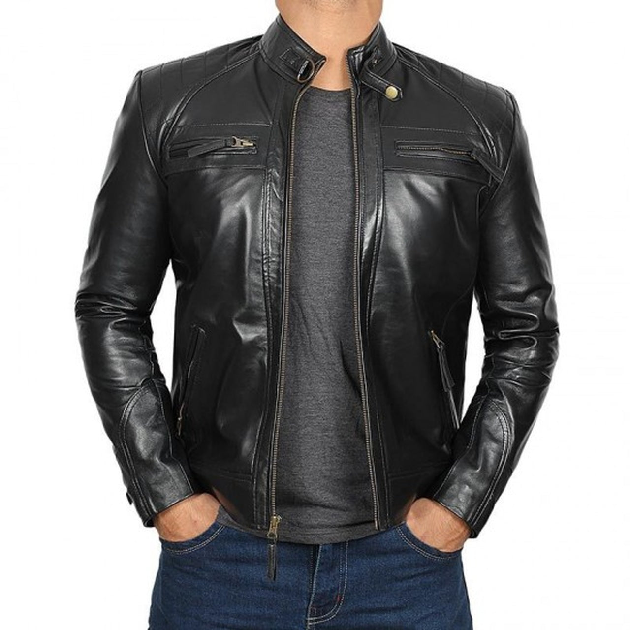 Black Stylish Genuine Leather Jacket for Men - Leather Jacket