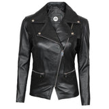 Black Women Motorcycle Leather Jacket