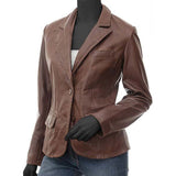 Brown Leather Blazer Jacket for Women - Leather Jacket