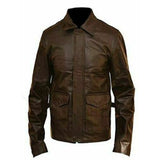 Distressed Brown Mens Leather Jacket Coat Blazer Motorcycle Biker Cafe Racer - Leather Jacket