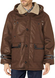 Brown Fur Leather Jacket in Bottom Style For Men