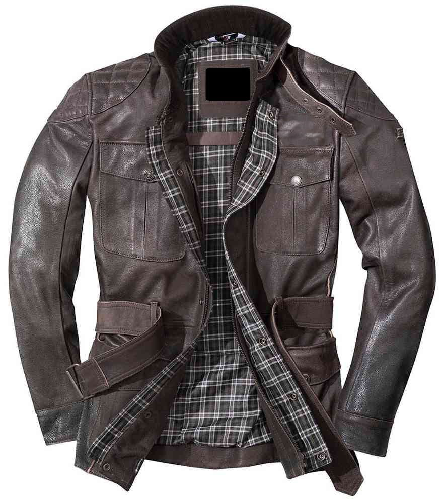 Genuine Leather Jacket With Belt Style And Upper Pocket For Men In Brown