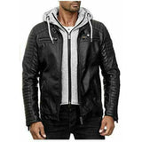 Mens Genuine Leather Jacket B3 Bomber Cafe Racer Biker Hooded Fashion Vintage