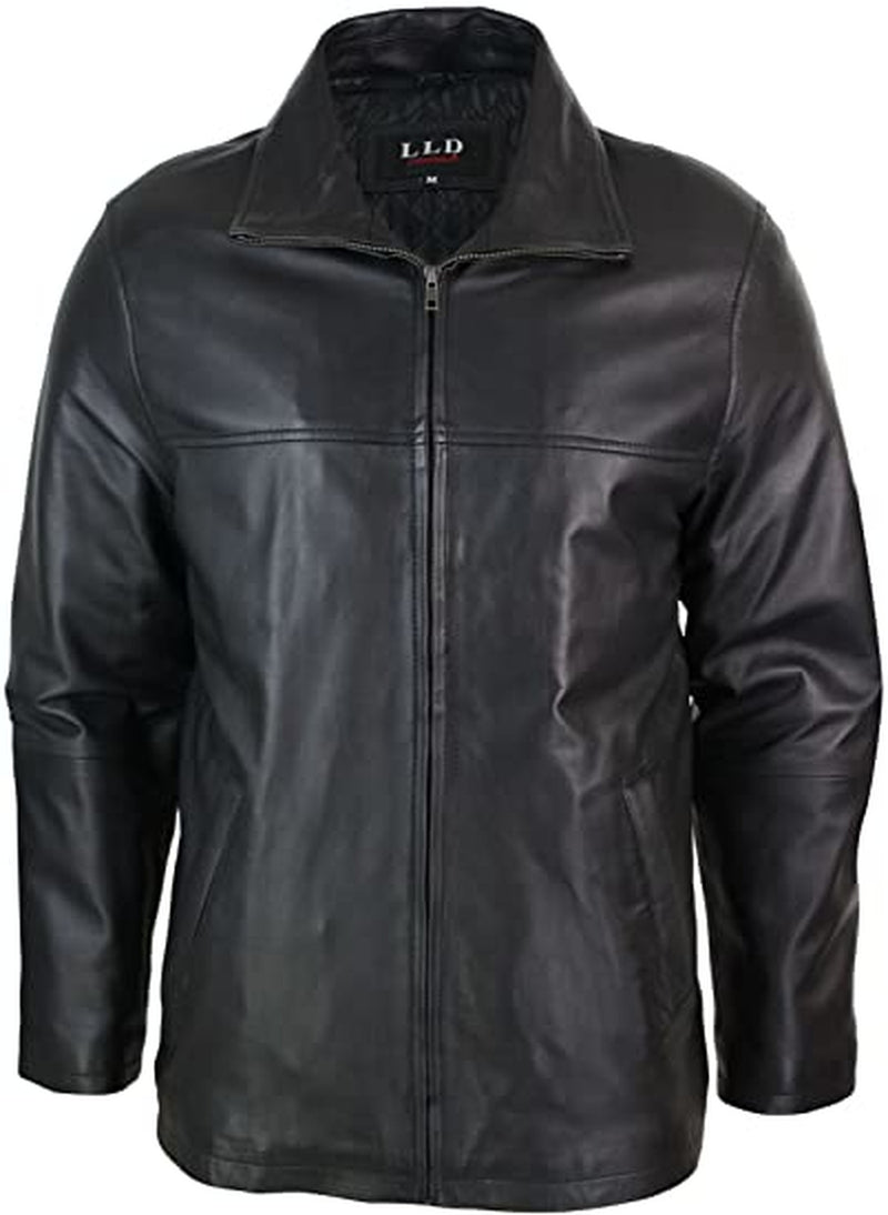 Men’s Classic Fur Leather Jacket in Black