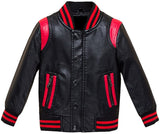 Motorcycle Style Sheepskin Jacket with Red Stripes