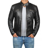 Men Black Genuine Leather Jacket