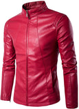 Men's Slim Fit Red Leather Jacket