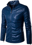 Mens Slim Fit Genuine Sheepskin Leather Jacket New Style In Sky Blue