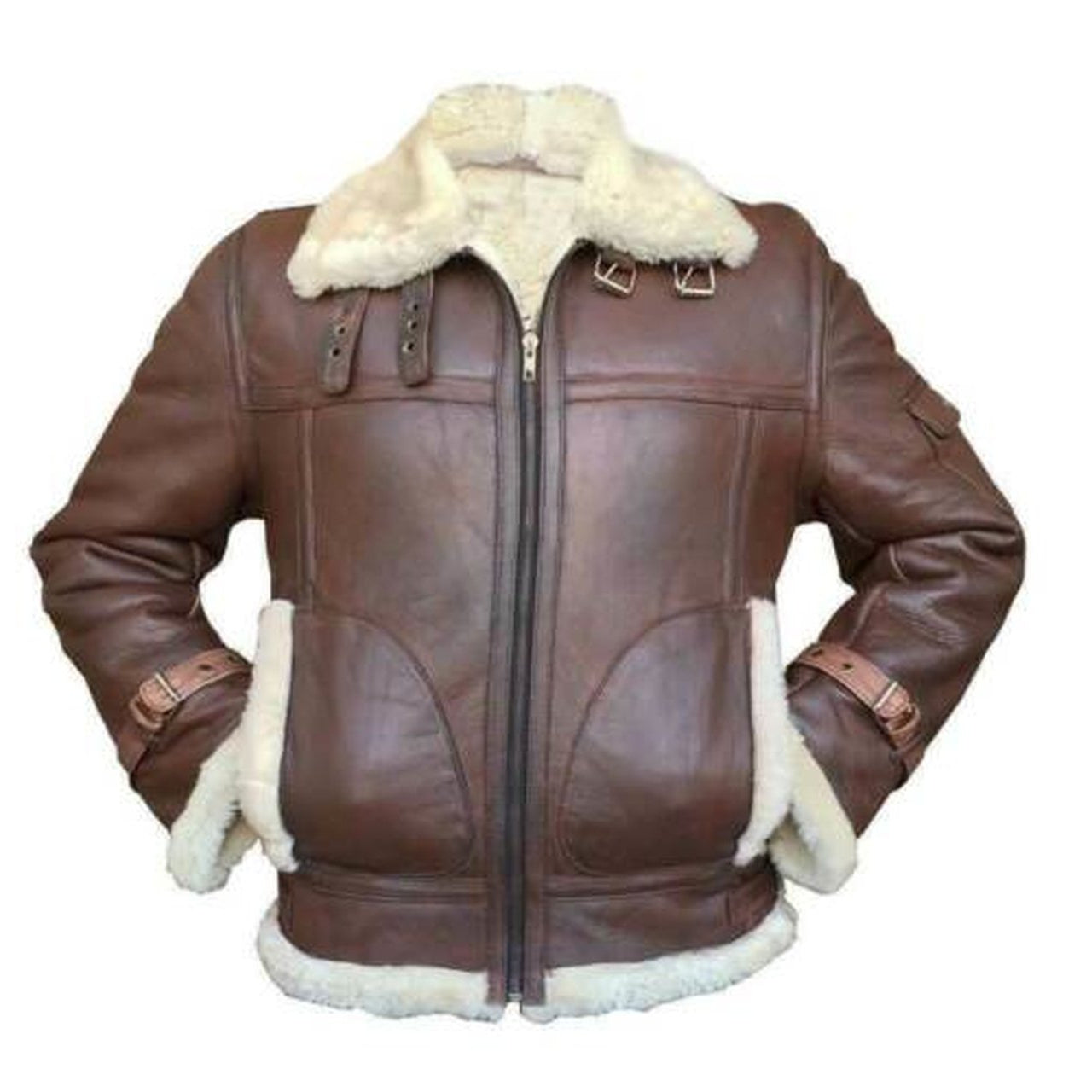 RAF Aviator Genuine Leather Jacket for Men Bomber Flight Sheep Skin