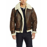 RAF B3 Brown Men Leather Jacket Aviator Bomber FUR Shearling Pilot Flying