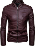 Red Vine Slim Fit In Classic Style Leather Jacket For Men