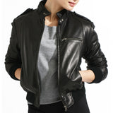 Stylish Bomber Leather Jacket for Women - Womens leather jacket