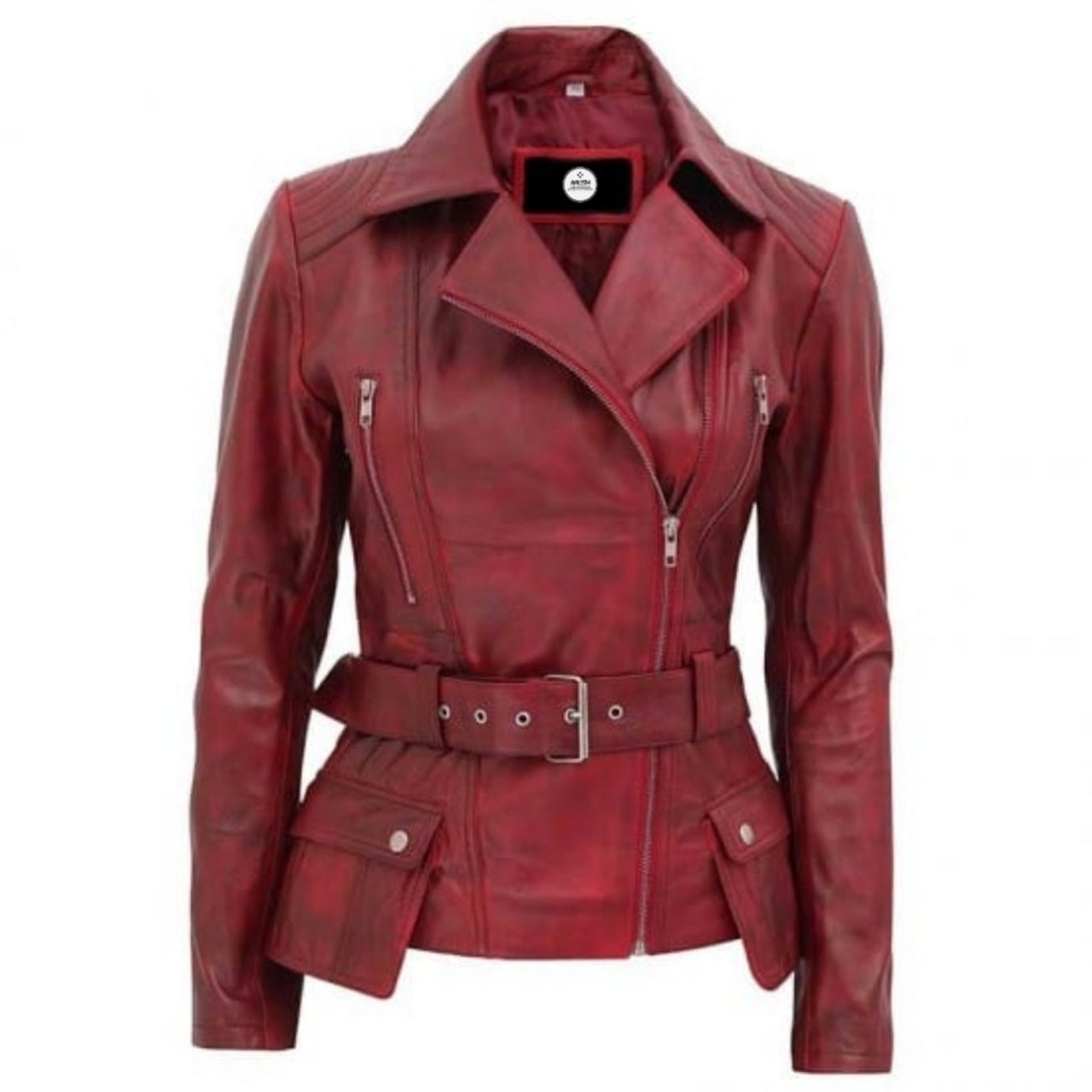 Stylish Maroon Leather Biker Jacket for Women - Women Leather Jacket - Leather Jacket
