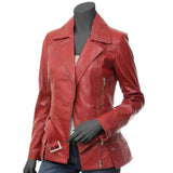 Stylish Red Leather Jacket for Women