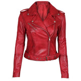 Stylish Women Red Leather Jacket - Leather Jacket