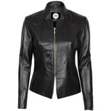 Women Black Slim Fit Leather Jacket - Leather Jacket